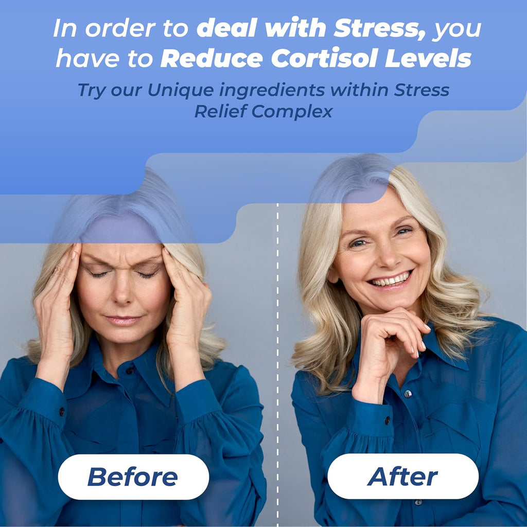 PUREHEALTH RESEARCH Stress Release Complex - Mood Support Supplement for Women & Men - Helps With Occasional Stress & Relaxation - With Ashwagandha, L Theanine, Lemon Balm, Niacin & More - 90 Capsules