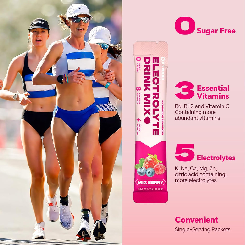 Sugar Free Electrolytes Powder Packets - Salty High Sodium Hydration Packets, Electrolytes Drink Mix for Fitness Enthusiasts & Outdoor Workers, Calories Free(Berry Mix 30 Sticks)