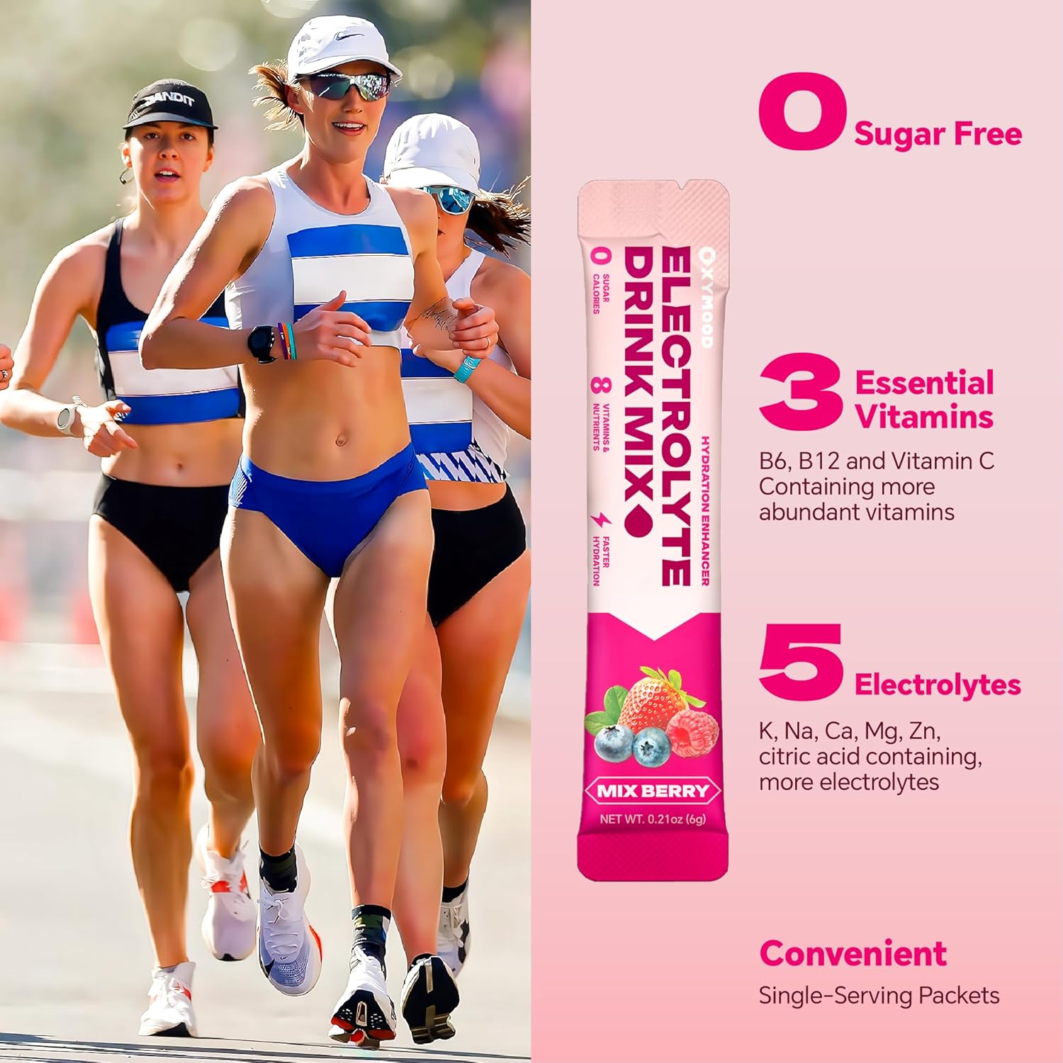 Sugar Free Electrolytes Powder Packets - Salty High Sodium Hydration Packets, Electrolytes Drink Mix for Fitness Enthusiasts & Outdoor Workers, Calories Free(Berry Mix 30 Sticks)