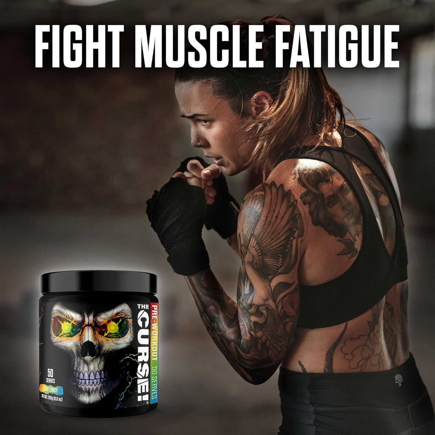 JNX SPORTS The Curse! Pre Workout Powder for Men & Women, Caffeine, Beta-Alanine, Creatine, L-Citrulline, 50 Servings, Sour Candy Flavor – Boost Energy, Strength & Focus