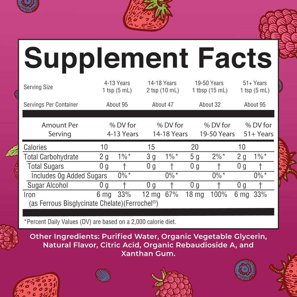 MaryRuth Organics Iron Supplement for Women Men & Kids, Liquid Iron Supplement for Women Men & Kids, Iron for Healthy Blood & Oxygen, Ages 4 & Up, Sugar Free, Vegan, Non-GMO, Gluten Free, 15.22 Fl Oz
