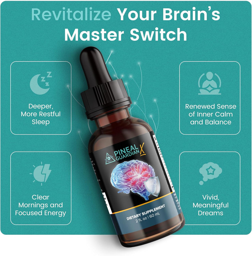 Pineal Guardian X - Rapid Pineal Gland Decalcification Drops for Cognitive Health Support - Brain Supplement to Keep Cognitive Function, Memory and Focus in Top Shape - Pack of 3