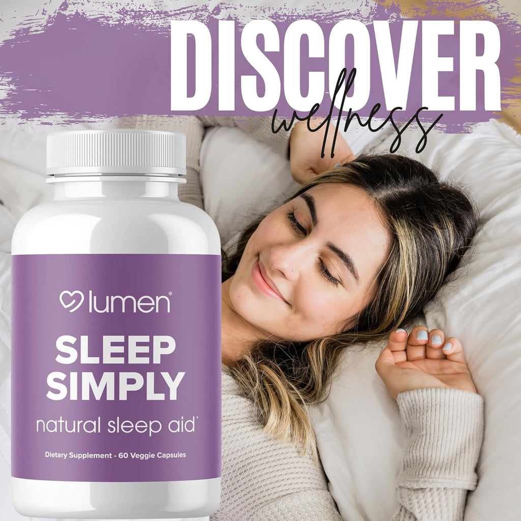 Lumen Naturals Sleep Aid for Adults, Herbal Supplement with Melatonin, Valerian Root, Magnesium, Deep Sleep Support to Promote Calm Deep Sleeping for Better Rest - 60 Capsules
