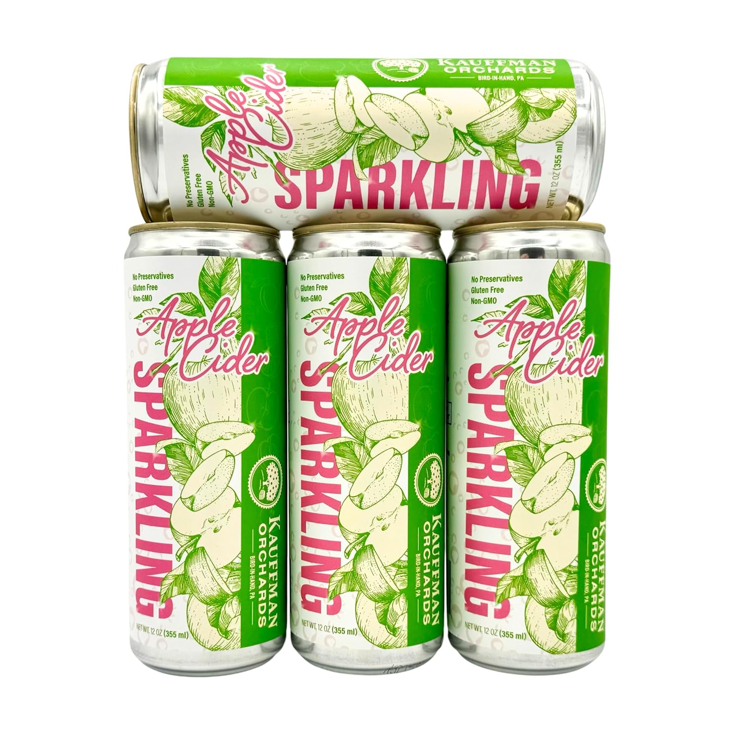 Kauffman Orchards Sparkling Apple Cider, 12 oz. Can (Pack of 12)