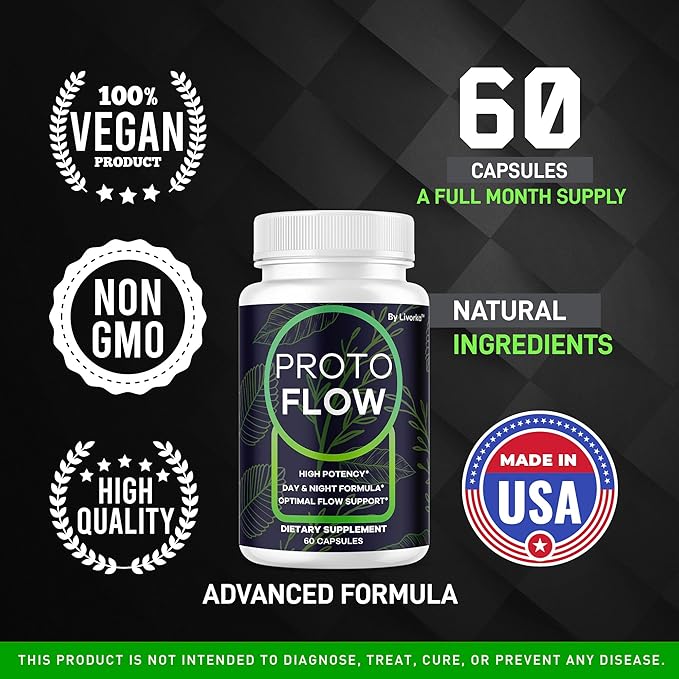 LIVORKA (3 Pack) Proto Flow - Proto Flow Support, ProtoFlow, ProtoFlow Reviews, ProtoFlow Formula, Proto Flow Male Capsules, Proto Flow Supplement for Men, Proto Flow Pills, 180 Capsules for 3 Months