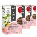 Numi Organic Damiana Focus Herbal Tea, 48 Tea Bags, Caffeine‑Free Blend with Damiana Ginkgo Lion’s Mane Hibiscus Mint Licorice & Marshmallow for Mental Clarity and Energy