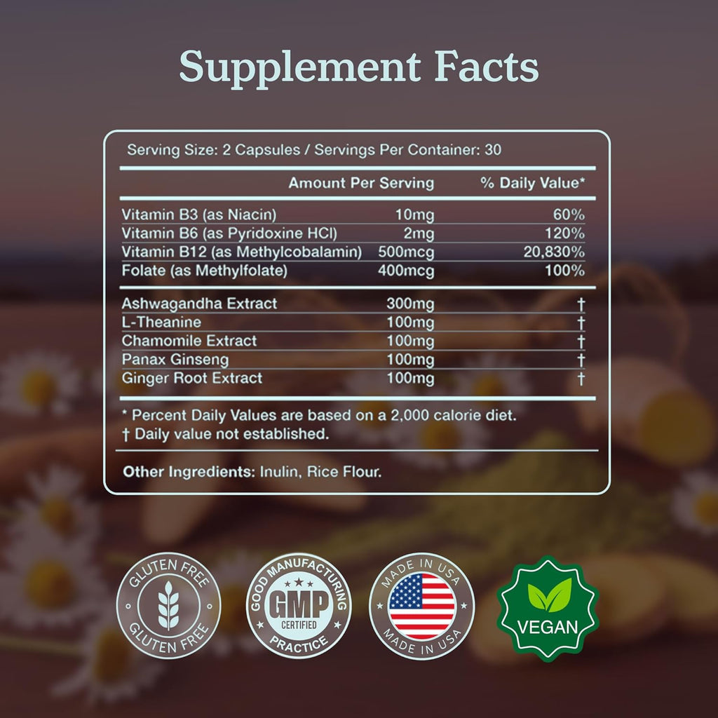 More. Longevity & Wellbeing Chill Pill – Mood Support Supplement with Adaptogens, Ashwagandha, Antioxidants, Amino Acid & Plant Extracts for Stress Support & Digestion – Made in USA, 60 Capsules
