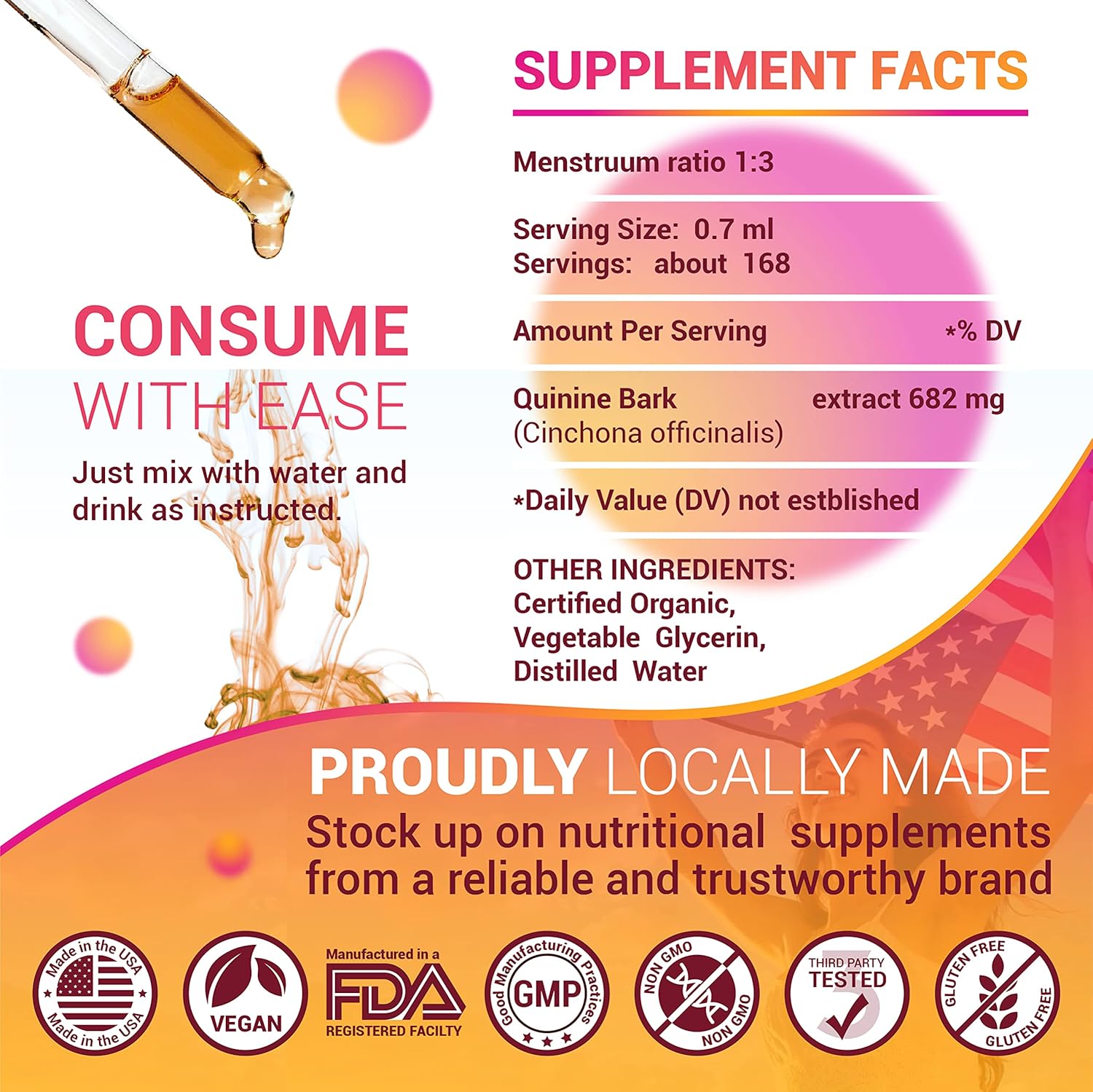 Quinine Liquid Extract 4oz – Restless Legs Syndrome Relief & Leg Cramps PM Nighttime Cramp Relief – All-Natural Cinchona Officinalis Bark Tincture for Cramp Defense, Digestive Health & Immune Support