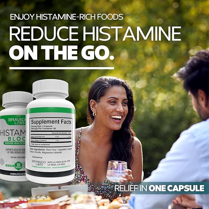 Histamine Blocker Supplements – DAO Enzyme Formula & Vitamin C – Daily Support for Histamine Intolerance & Immune Support – DAO Supplements Histamine Blocker – 60 Capsules – Made in USA