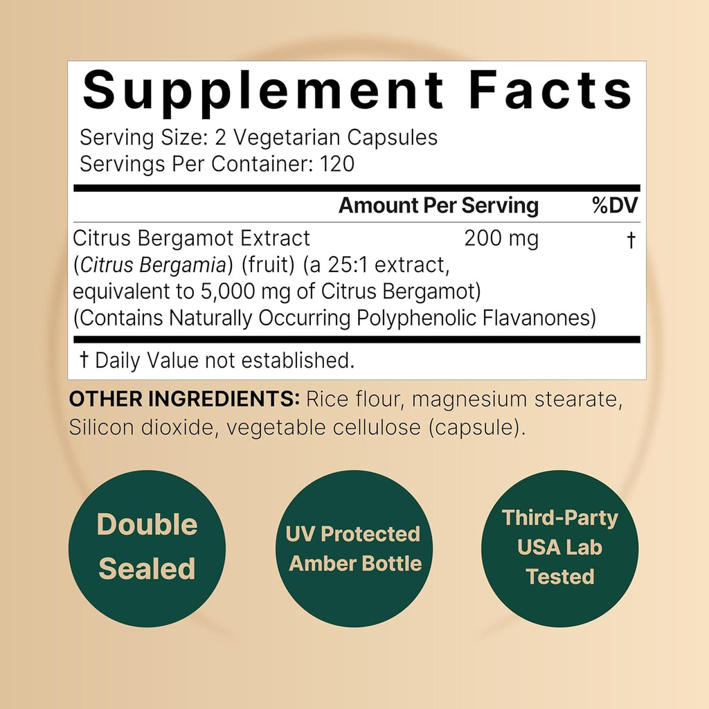 NatureBell Citrus Bergamot 5,000 mg Equivalent, 240 Veggie Capsules | Extra Strength 25:1 Fruit Extract – High Antioxidant Level – Heart & Immune Support Supplement – Vegan, Non-GMO
