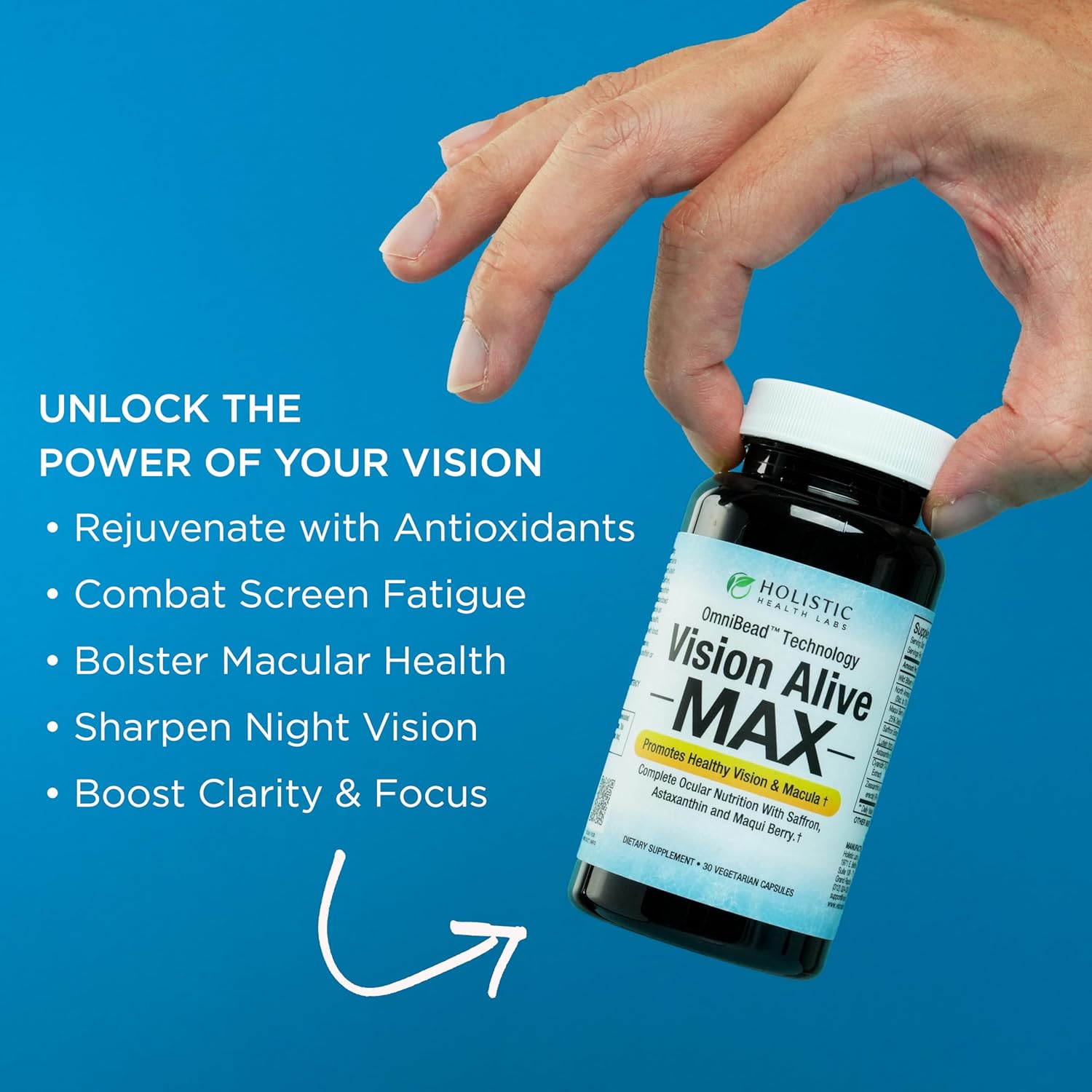 Vision Alive Max with 8 Natural Ingredients Lutemax® 2020, Bilberries, Blueberries, c3g from Black Currant, Maqui Berry, Saffron, and Astaxanthin (30 Count (Pack of 3))