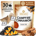 BREWIX, Campfire Cinnamon Black Tea (30 Pyramid Tea Bags) | Black Tea with Orange & Cinnamon | Sweet and Spicy Tea | Energy Tea