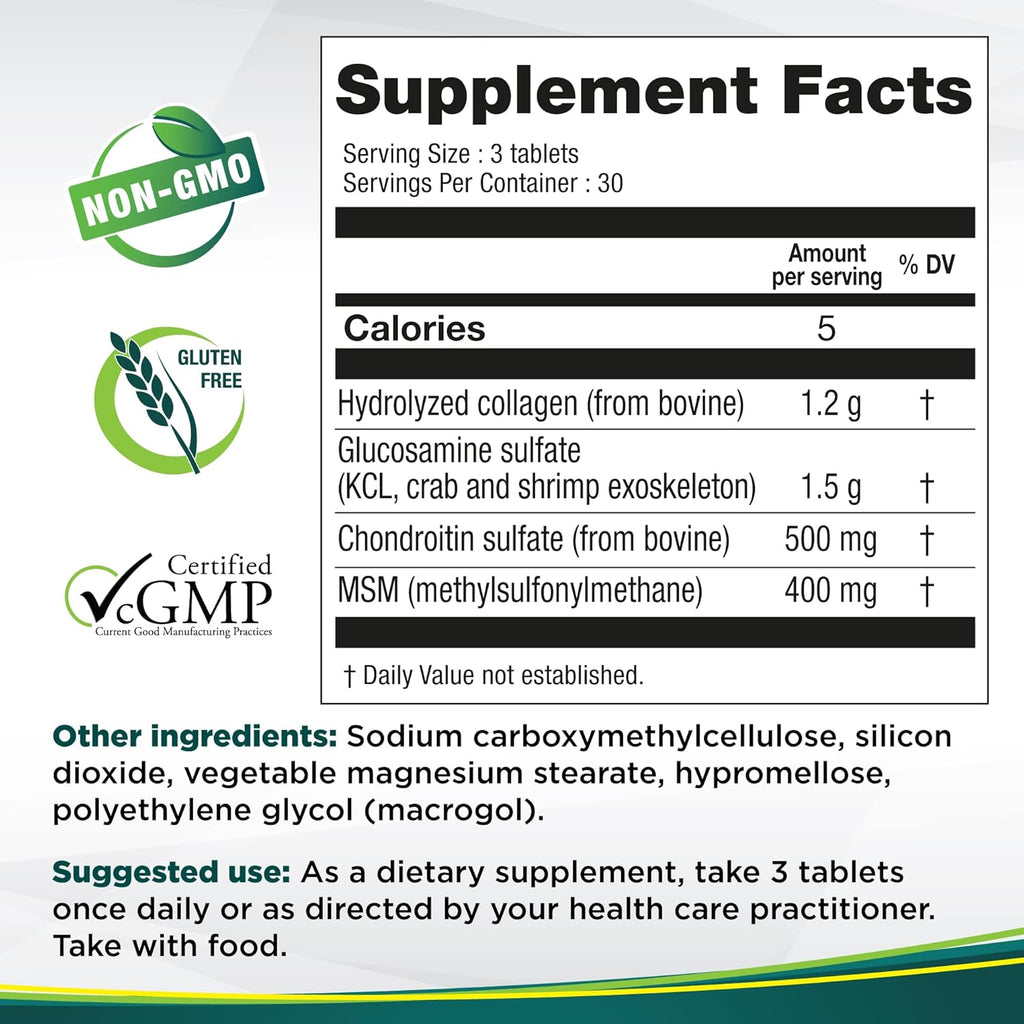 Genacol Optimum – Glucosamine, Chondroitin, MSM and Ultra-Hydrolyzed Collagen Tablets, Maintains Healthy Joints, Protects & Lubricate Cartilage, 90 Tablets (30-Day Supply)