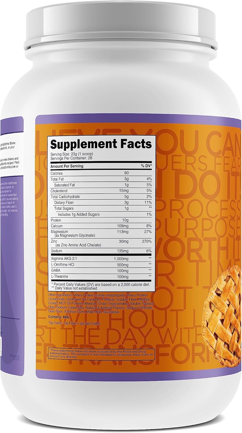 TransformHQ Nighttime Shake, Sleep + Protein Blend, 28 Servings, Caramel Apple Pie Flavor