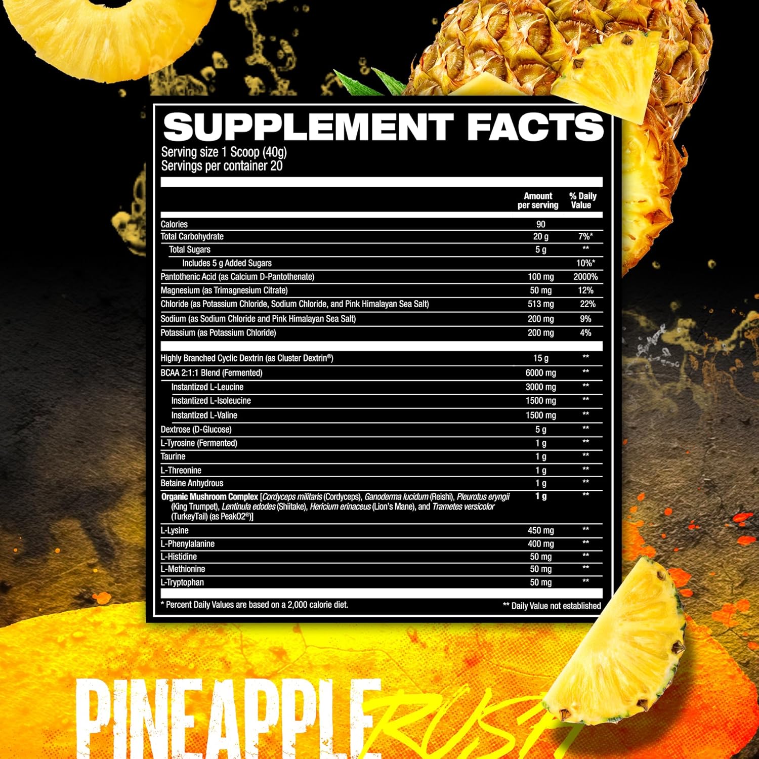 HOSSTILE Intra[R3] Intra Workout Powder, EAA & BCAA Drink with Carbs, Enhance Energy & Endurance, Build Lean Muscle & Improve Recovery, Pineapple Rush, 20 Servings