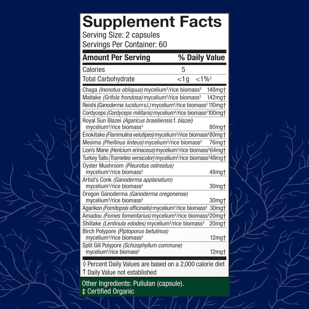 Host Defense MyCommunity Capsules - 17 Species Blend Mushroom Supplement for Immune Support - Herbal Aid with Lion's Mane, Reishi. Chaga, Cordyceps, Turkey Tail & More - 120 Capsules
