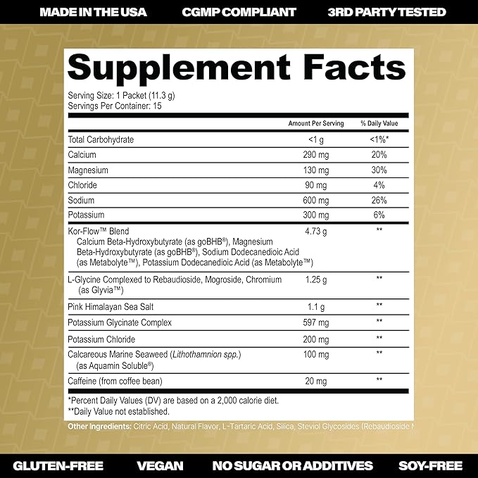 KORRECT goBHB Exogenous Ketones Electrolytes Powder | Fast Ketone Boost for Energy, Focus & Hydration | Supports Endurance | Keto Certified, Vegan Friendly | 15 Single-Serve Packets (Melon Berry)