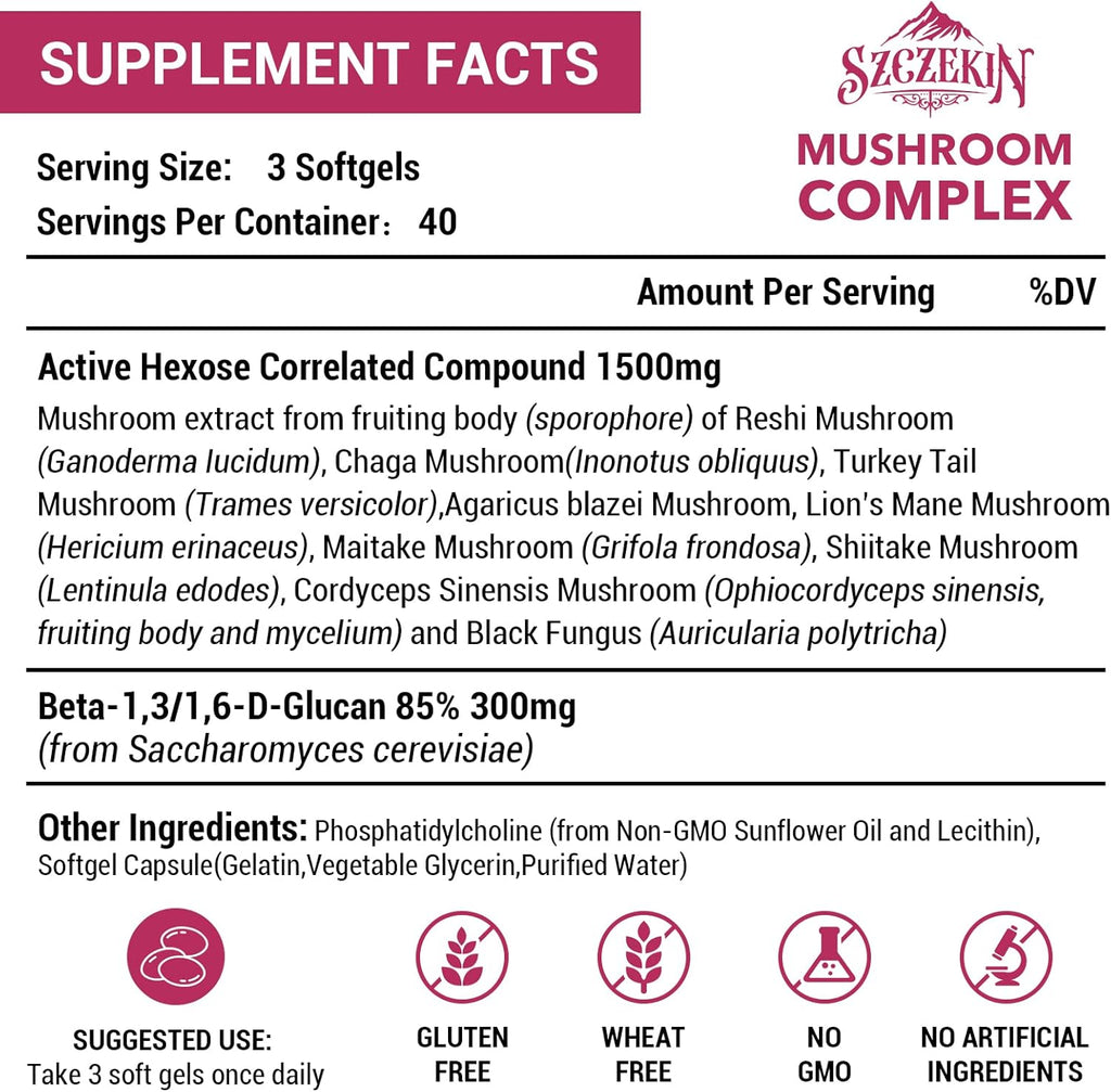 1500mg Liposomal Active Hexose Correlated Supplement,480 Soft Gels Beta-Glucans with Natural Mushroom Extract, Immune System, Liver Function, Maintain T-Cell & Killer Cell Activity