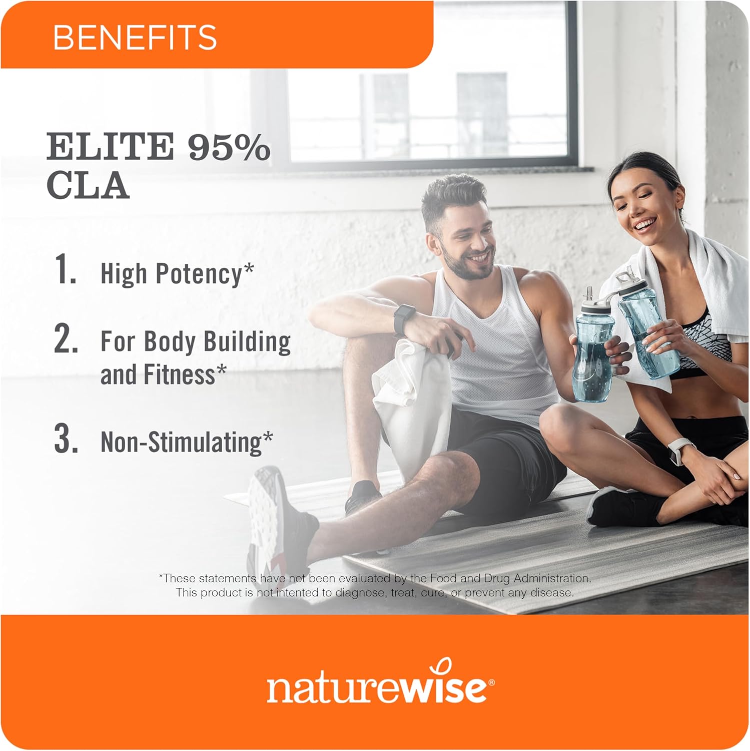 NatureWise CLA 1300 - 95% Active Conjugated Linoleic Acid for Women and Men, Not Stimulating, Supports Weight & Fitness Goals - Non-GMO, Gluten Free - 180 Softgels[2-Month Supply]