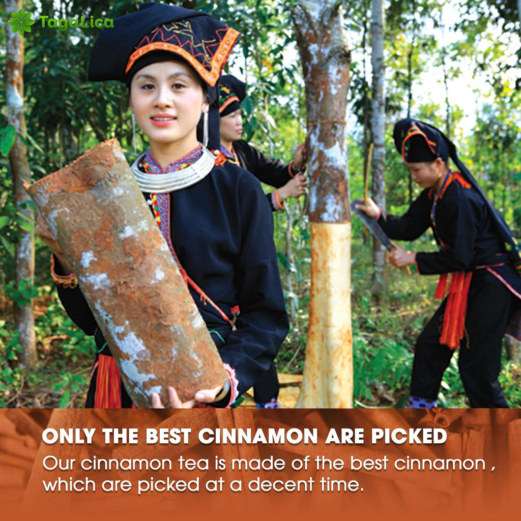 Tagalica 16 Cinnamon Tea Bags - 100% Natural & Pure Cinnamon Stick Herbal Tea. No Sugar, No Caffeine, No Gluten, Vegan