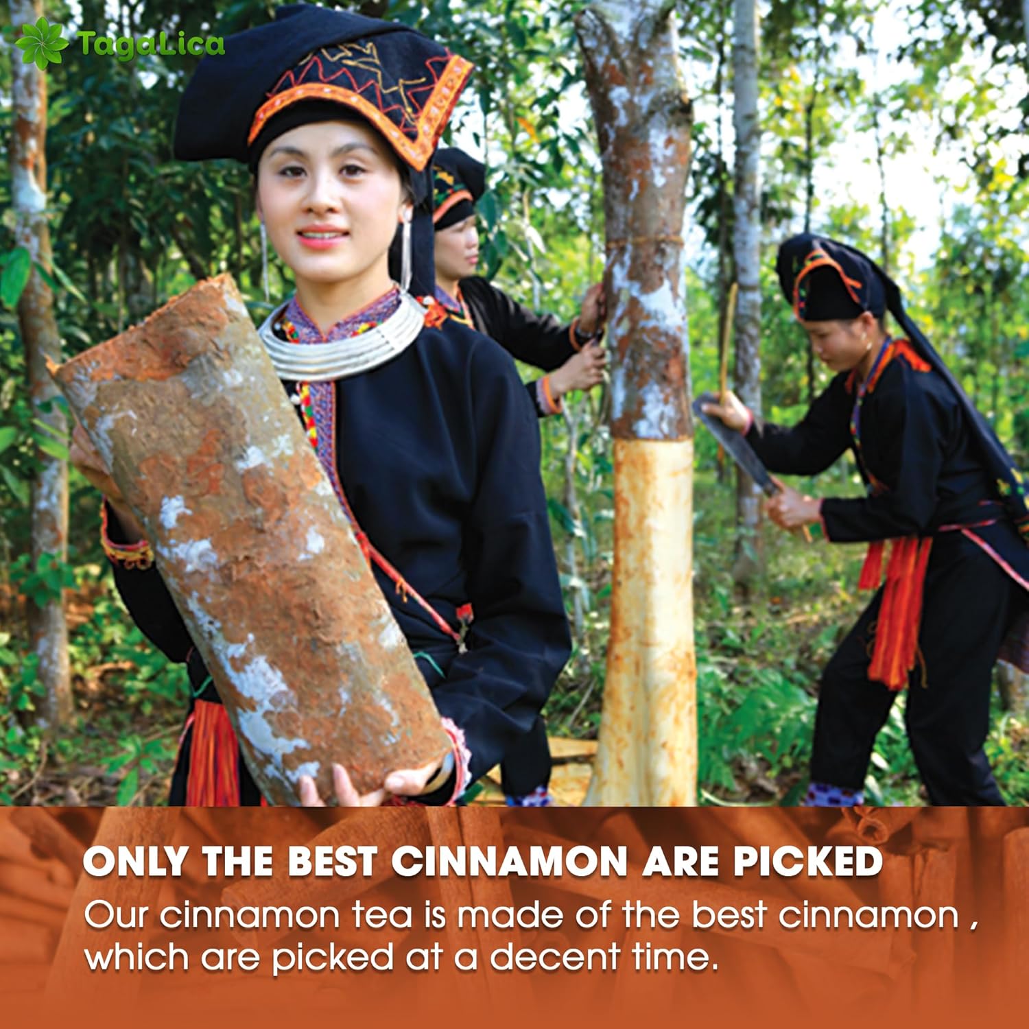 Tagalica 16 Cinnamon Tea Bags - 100% Natural & Pure Cinnamon Stick Herbal Tea. No Sugar, No Caffeine, No Gluten, Vegan