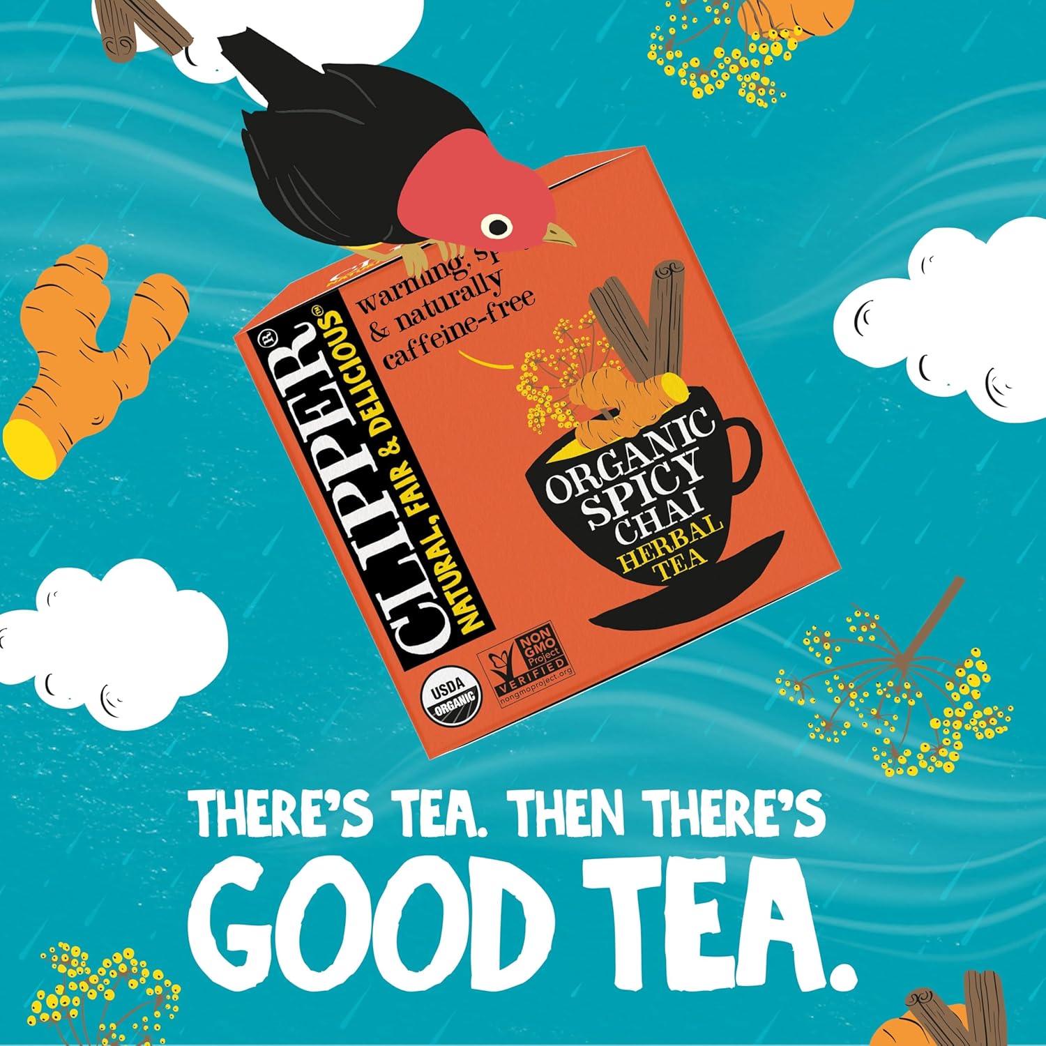 Clipper Tea Spicy Chai Herbal Tea – Caffeine Free, USDA Organic, Great Hot or Iced – Warming, Spicy, Natural, Fair & Delicious – 200 Tea Bags