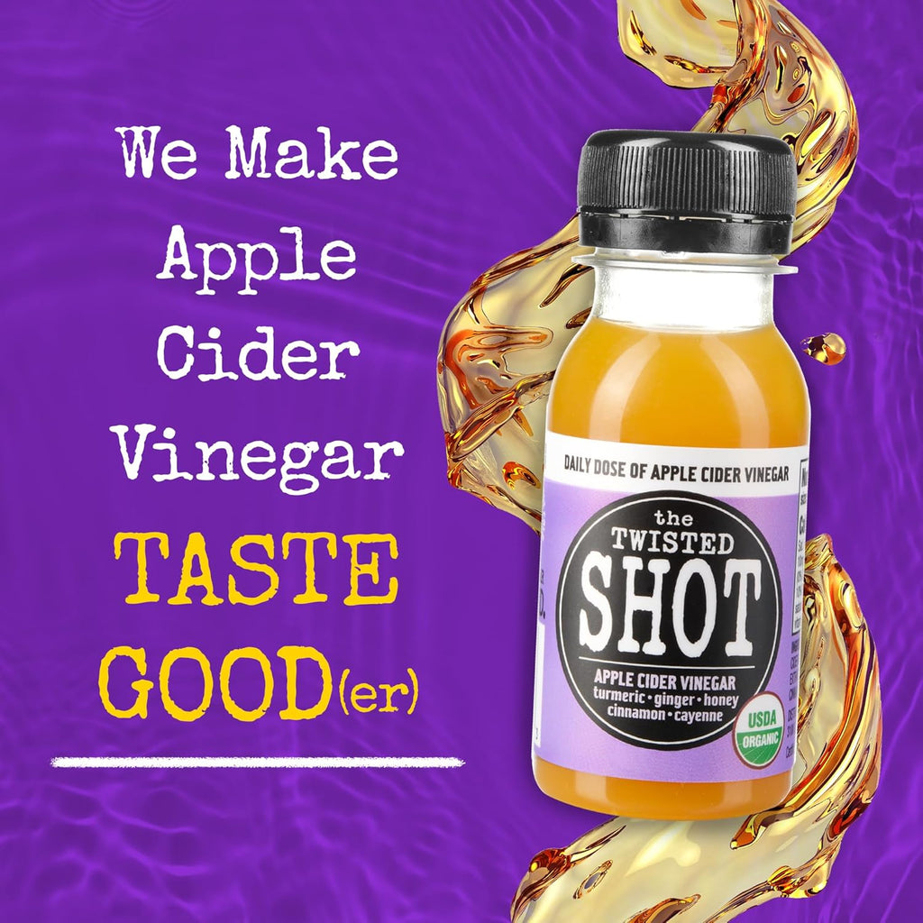 The Twisted Shot | Organic Apple Cider Vinegar Wellness Shots with Ginger, Turmeric, Honey, Cinnamon and Cayenne | Digestion, Immunity and Gut Health Support | Ready to Drink | 6, 2 oz Mini Bottles