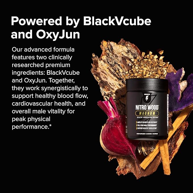 InnoSupps Nitro Wood Magnum - Supports Healthy Blood Flow & Natural Immune Support - Male Enhancing Supplement & Nitric Oxide Supplements for Men (60 Vegetarian Capsules)
