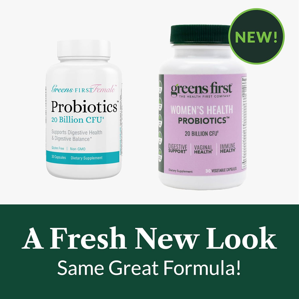 Greens First Women’s Health Probiotics - Probiotic for pH Balance - 20 Billion CFU - Support for Digestive, Immune & Vaginal Health Non-GMO/Gluten-Free/Dairy-Free/Soy-Free (30 Vegetable Capsules)