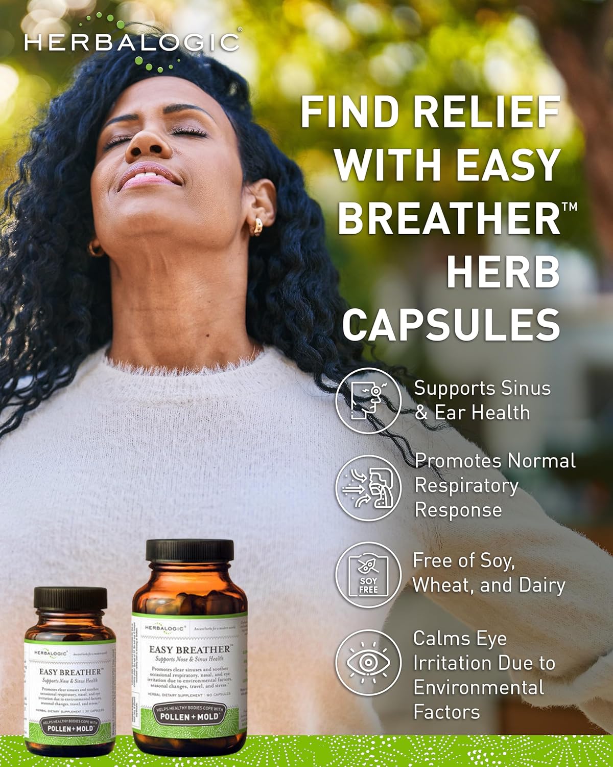 Herbalogic - Easy Breather Herb Capsules - Supports Nose & Sinus Health - Helps Healthy Bodies Cope with Pollen & Mold - Based on The Traditional Chinese Formula Yu Ping Fang San - 30 Cap Count