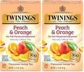 Twinings Peach & Orange Herbal Tea Individually Wrapped Bags, 20 Count (Pack of 2), Juicy & Fruity, Naturally Caffeine-Free, Enjoy Hot or Iced, 20 Teabags