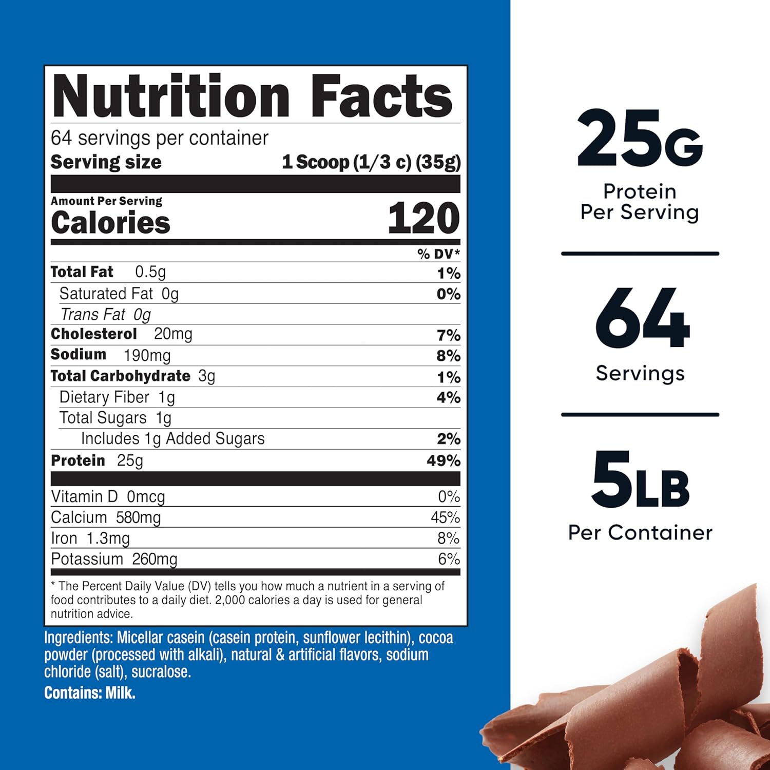 Nutricost Casein Protein Powder 5lb Chocolate - Micellar Casein, Gluten Free, Non-GMO