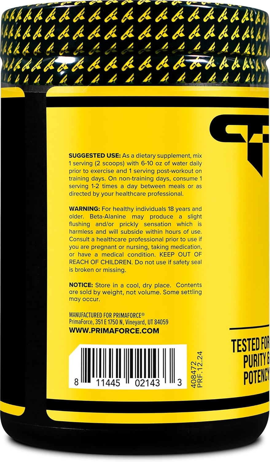 Primaforce Beta Alanine Powder 500 Grams (1.1lbs) Unflavored - Pre Workout and Post Workout Supplement