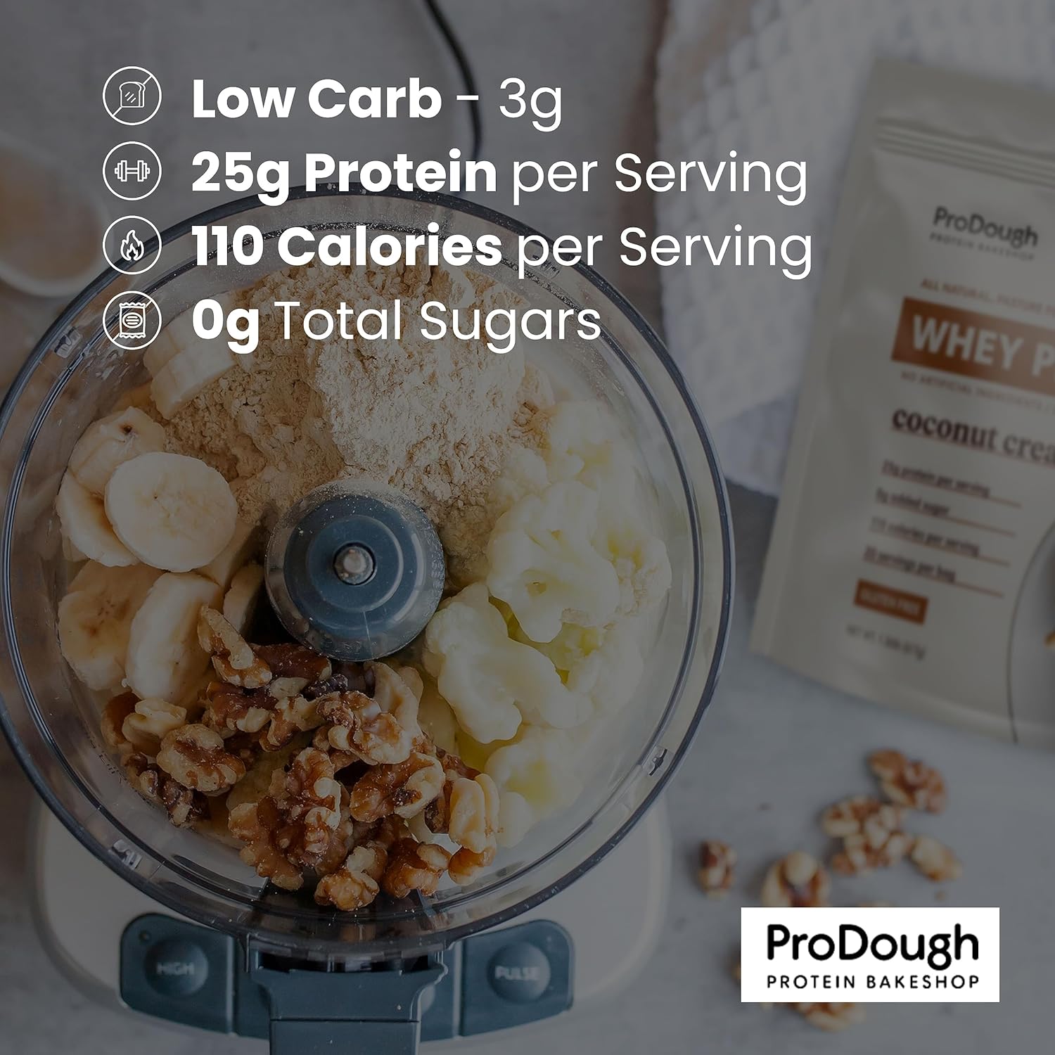 ProDough Gourmet Whey Isolate Hydrolized Protein Powder for Shake Mix- Easy Digest Enzyme Blend, 25g Protein per Serving, Natural Ingredients, Gluten Free, Keto Friendly (Chocolate Mousse)