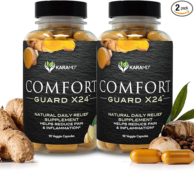 KaraMD Comfort Guard X24 | Joint & Movement Support Supplement | Turmeric Curcumin, Boswellia & Ginger | Ease Muscle Discomfort & Joint Stiffness | Non-GMO, Gluten Free & Vegan Friendly (2 Pack)