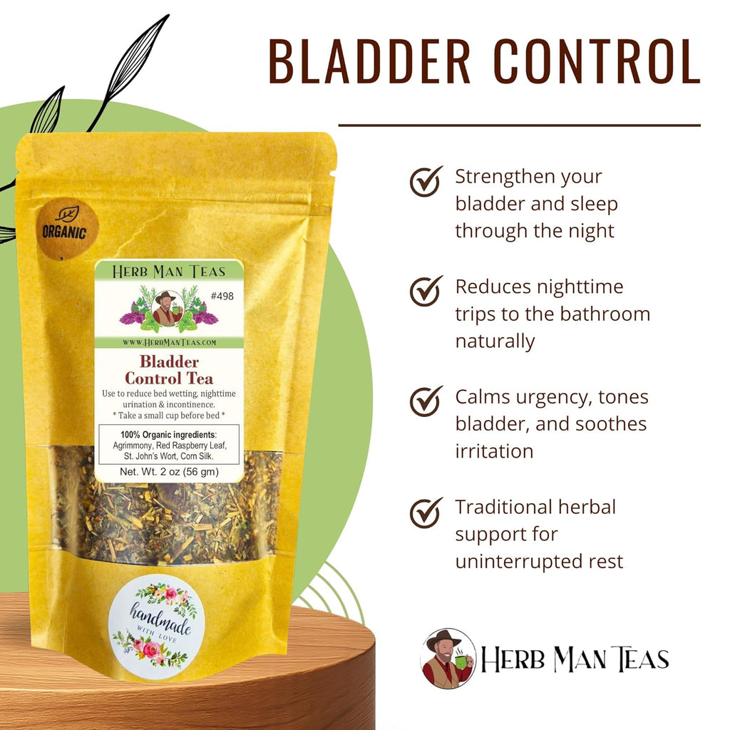 BLADDER CONTROL TEA - Herbal Blend for Nighttime Comfort & Fewer Bathroom Trips — by Master Herbalist Khabir — Organic, Non-GMO, No Additives (not for prostate related)