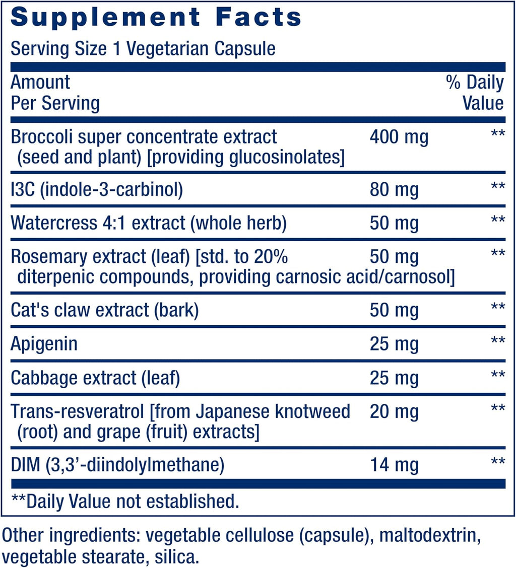 Life Extension Triple Action Cruciferous Vegetable Extract & Resveratrol, Broccoli, Cabbage, resveratrol, Supports Cellular Protection, Gluten-Free, Non-GMO, Vegetarian, 60 Capsules