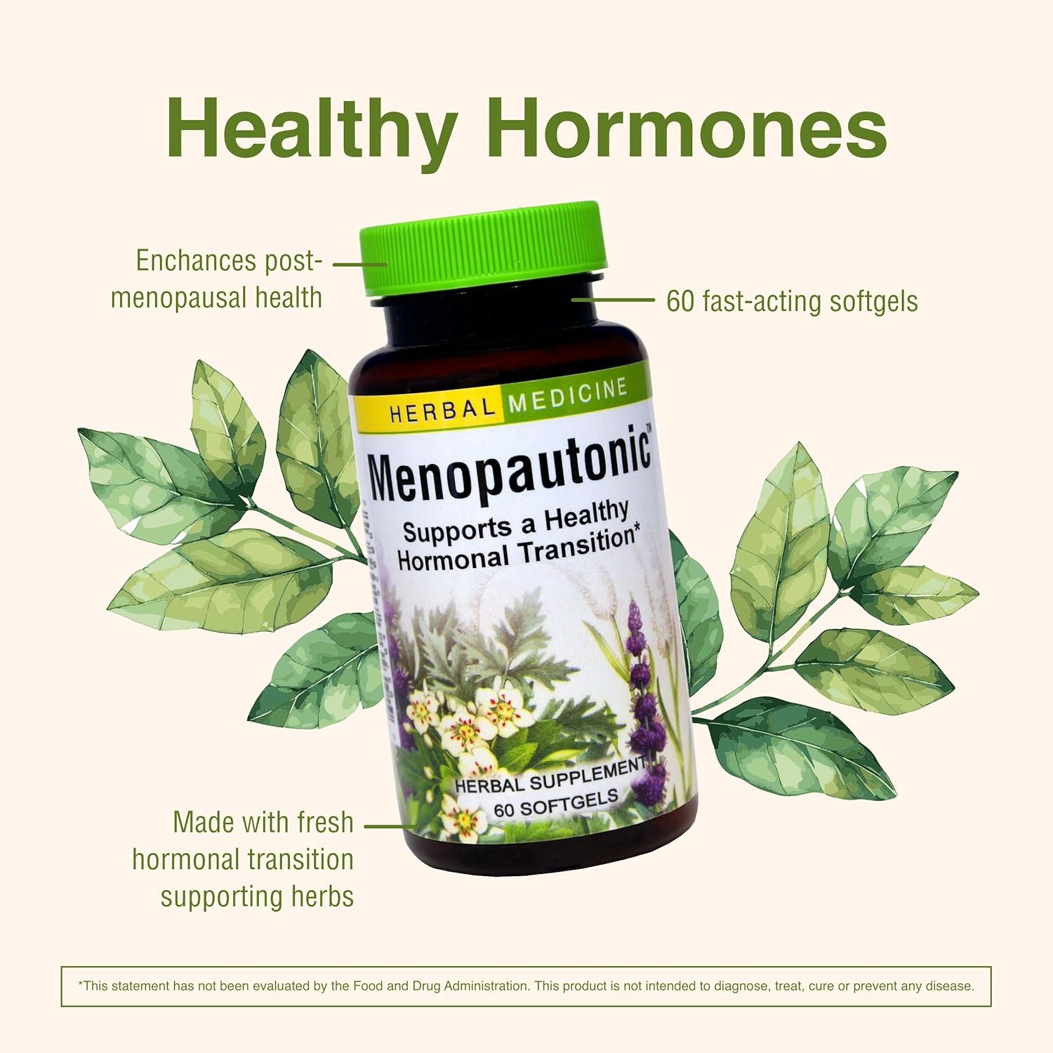 Herbs, Etc. Menopautonic - Support Healthy Hormones - Menopausal Health Supplement with Chastetree Berry, Black Cohosh & Ginseng - Supports Ovary Health & Vaginal Walls - 60 Softgels (60 Servings)