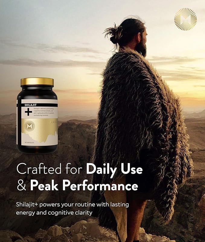 Manna Vitality Shilajit+ Capsules | 1000mg Purified Himalayan Shilajit Resin Supplement | Highest Bioavailability | Energy, Performance, Detox, Vitality, Mental Clarity & Cognitive Support | 60 Count