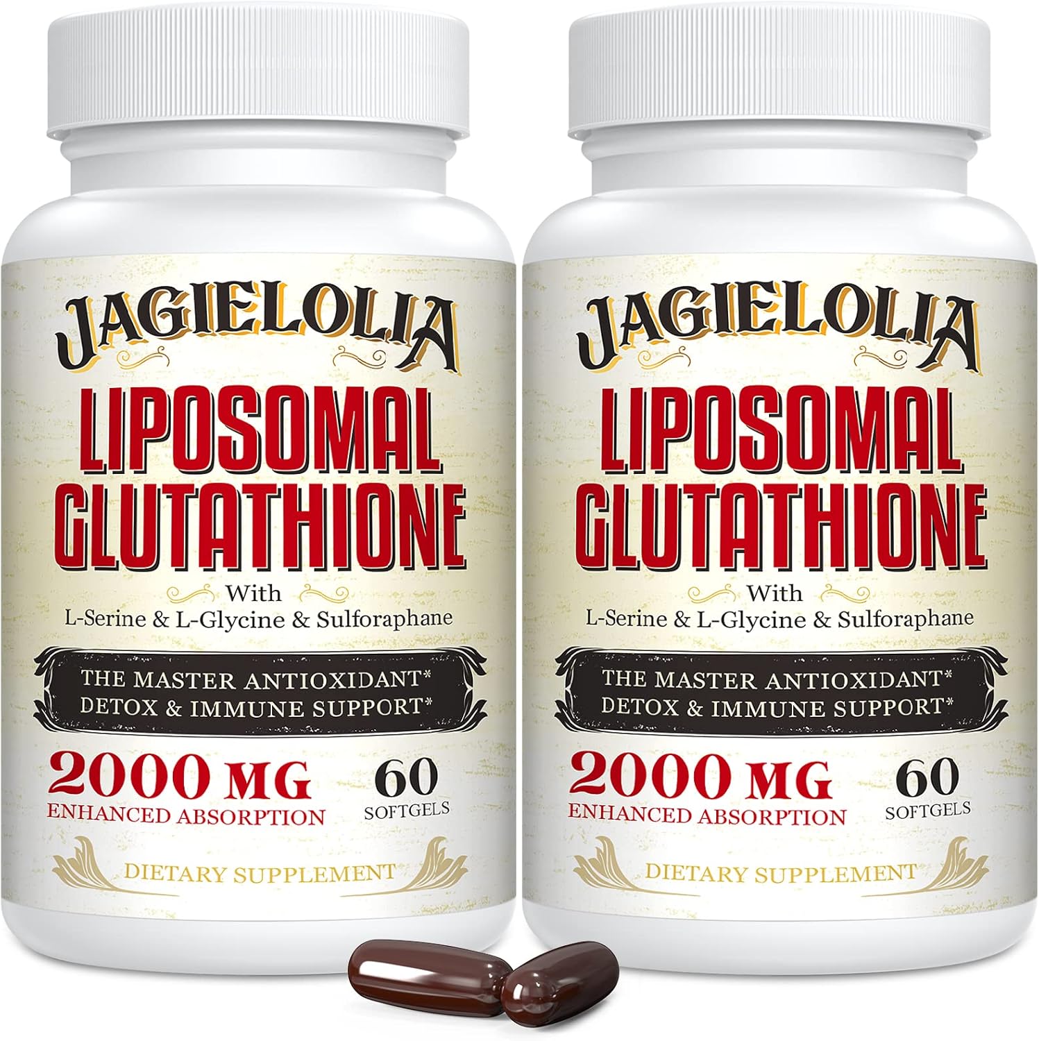 Liposomal Glutathione 2000 mg with L-Serine, L-Glycine & Sulforaphane – Active L-Glutathione Unique Formulation to Enhance Absorption - Master Antioxidant, Detoxifying & Immune | 120 Softgels