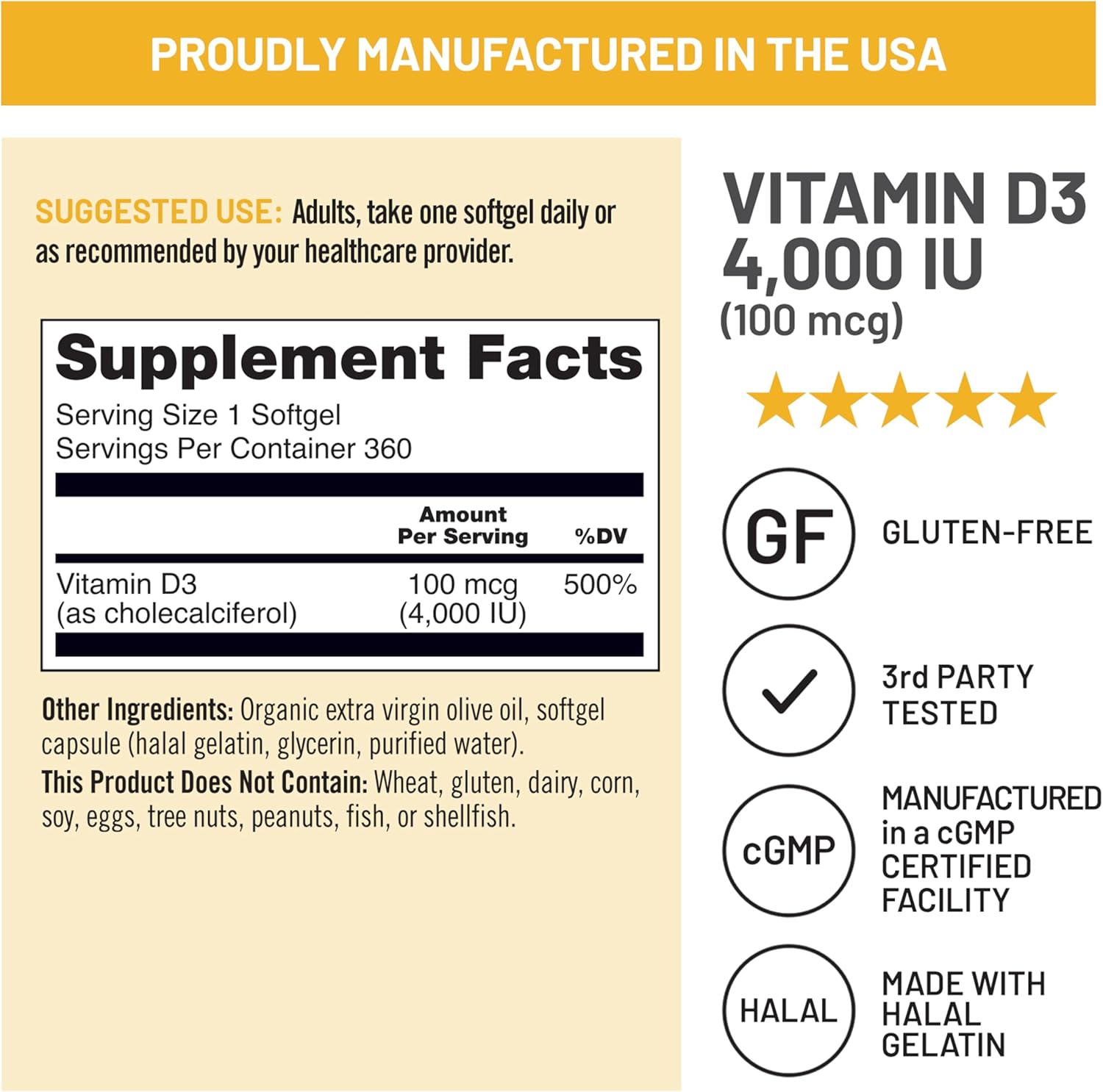 NatureWise Vitamin D3 4000iu (100 mcg) 1-Year Supply for Immune Support, Healthy Muscle Function, and Bone Health - Non-GMO, Gluten-Free in Organic Extra Virgin Olive Oil, (Mini Softgel), 360 Count