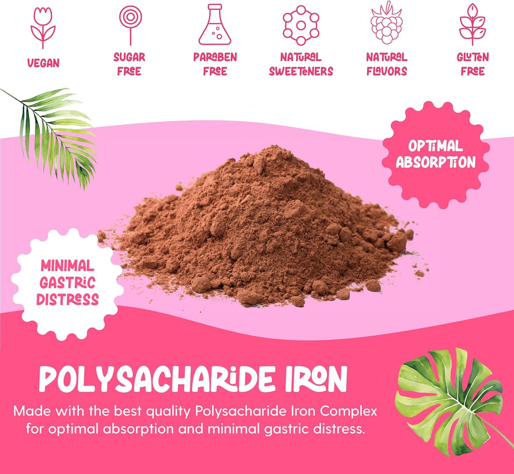 LLORENS PHARMACEUTICAL Iron Supplement for Women Iron Drops Daily Support, 20mg of Polysaccharide Complex Free Taste, Natural Sweeteners, Vegan and Paraben Free (Berry Daiquiri, 4 Fl Oz)
