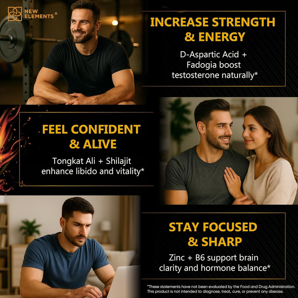 Natural Testosterone Booster Supplement for Men – Test Booster with Tongkat Ali, Fadogia Agrestis, Shilajit, Ashwagandha, Ginseng, Tribulus, Boron, DAA, L-Citrulline, D3 K2, Zinc & Magnesium