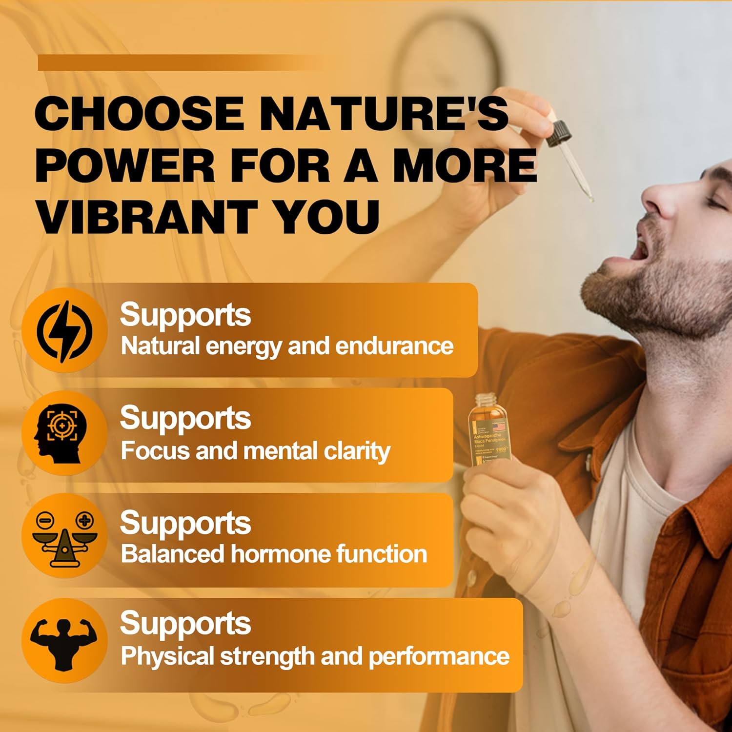 Ashwagandha Maca Fenugreek Extracts - Focus, Energy and Performance - Cortisol Supplement - Cortisol Manager - Liquid Supplement for Men & Women - 60 Day Servings, Vegan Drops