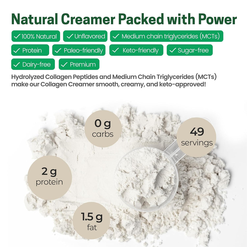 Z Natural Foods Collagen MCT Oil Creamer - Vanilla Flavor - Bulk 7 oz Size For Coffee, Tea, Shakes & Smoothies - Perfect for Cooking or Baking Recipes - Keto & Paleo Friendly Superfood Powder - Non GMO & Gluten Free