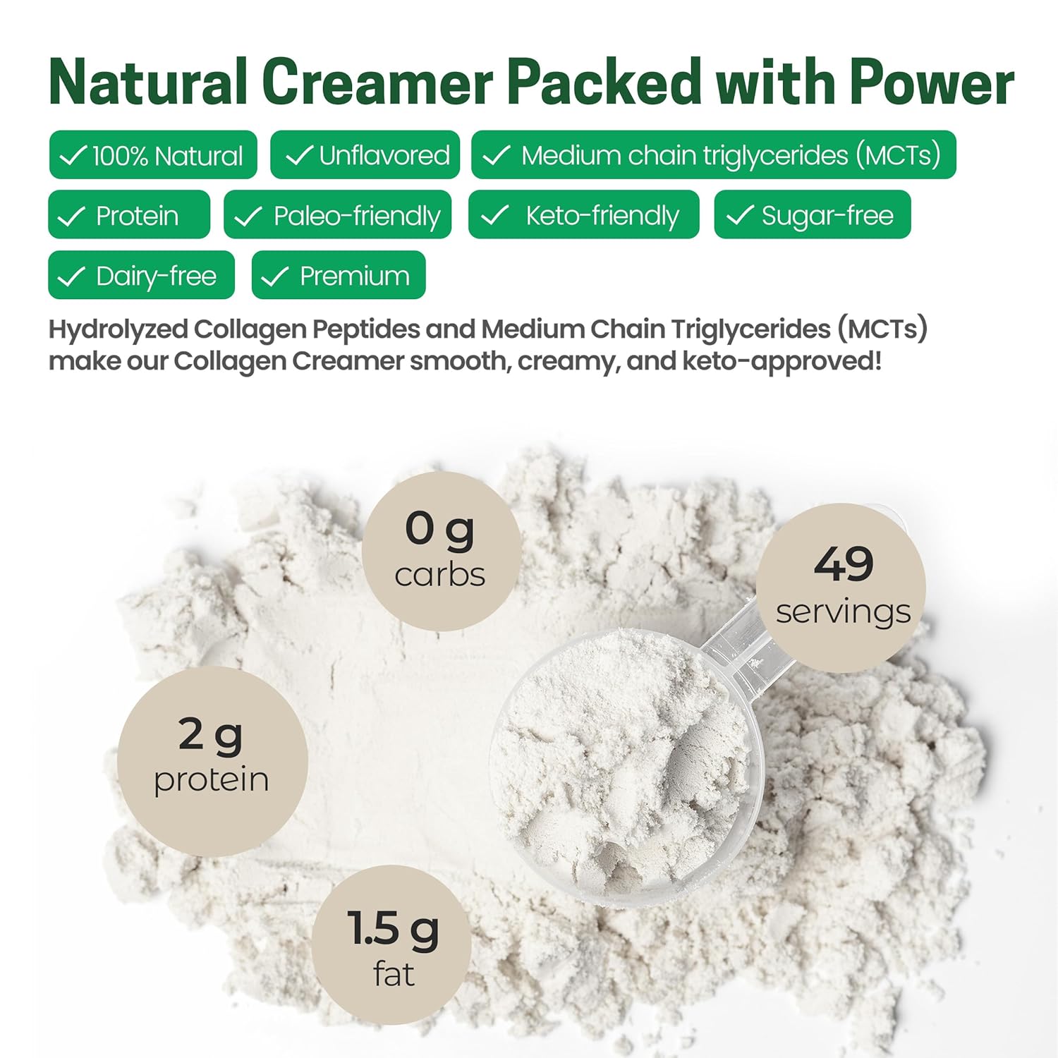 Z Natural Foods Collagen MCT Oil Creamer - Vanilla Flavor - Bulk 7 oz Size For Coffee, Tea, Shakes & Smoothies - Perfect for Cooking or Baking Recipes - Keto & Paleo Friendly Superfood Powder - Non GMO & Gluten Free