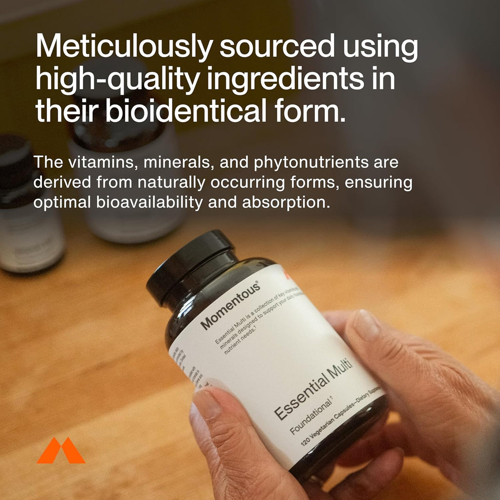 Momentous Essential Multivitamin for Women & Men - Complete Vitamin & Mineral Complex for Athletes & Wellness Enthusiasts - GMO- & Gluten-Free - NSF Certified for Sport - 30 Servings
