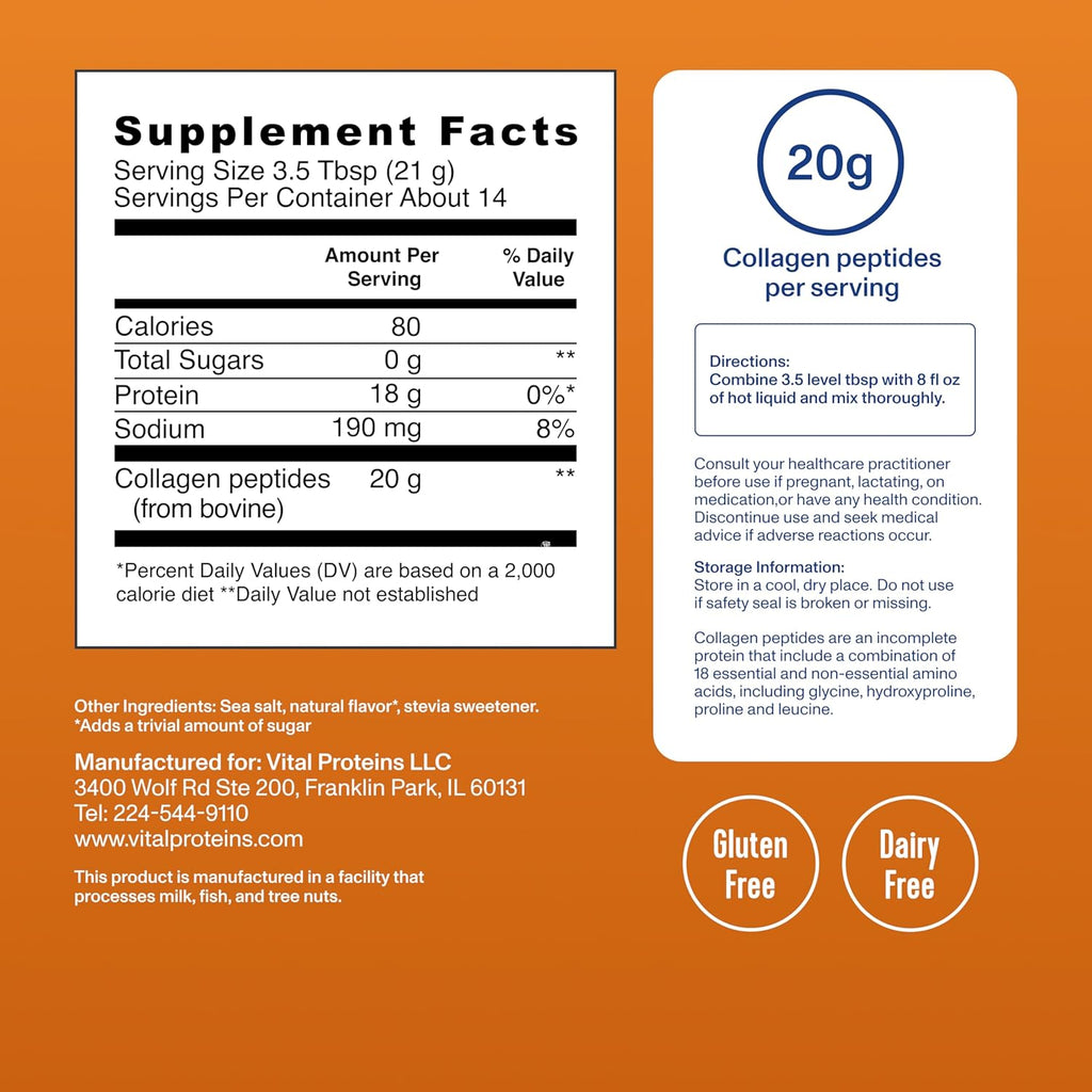 Vital Proteins® Salted Caramel Collagen Peptides, 20g CollagenPeptides, Healthy Hair, Skin, Nails & Joints