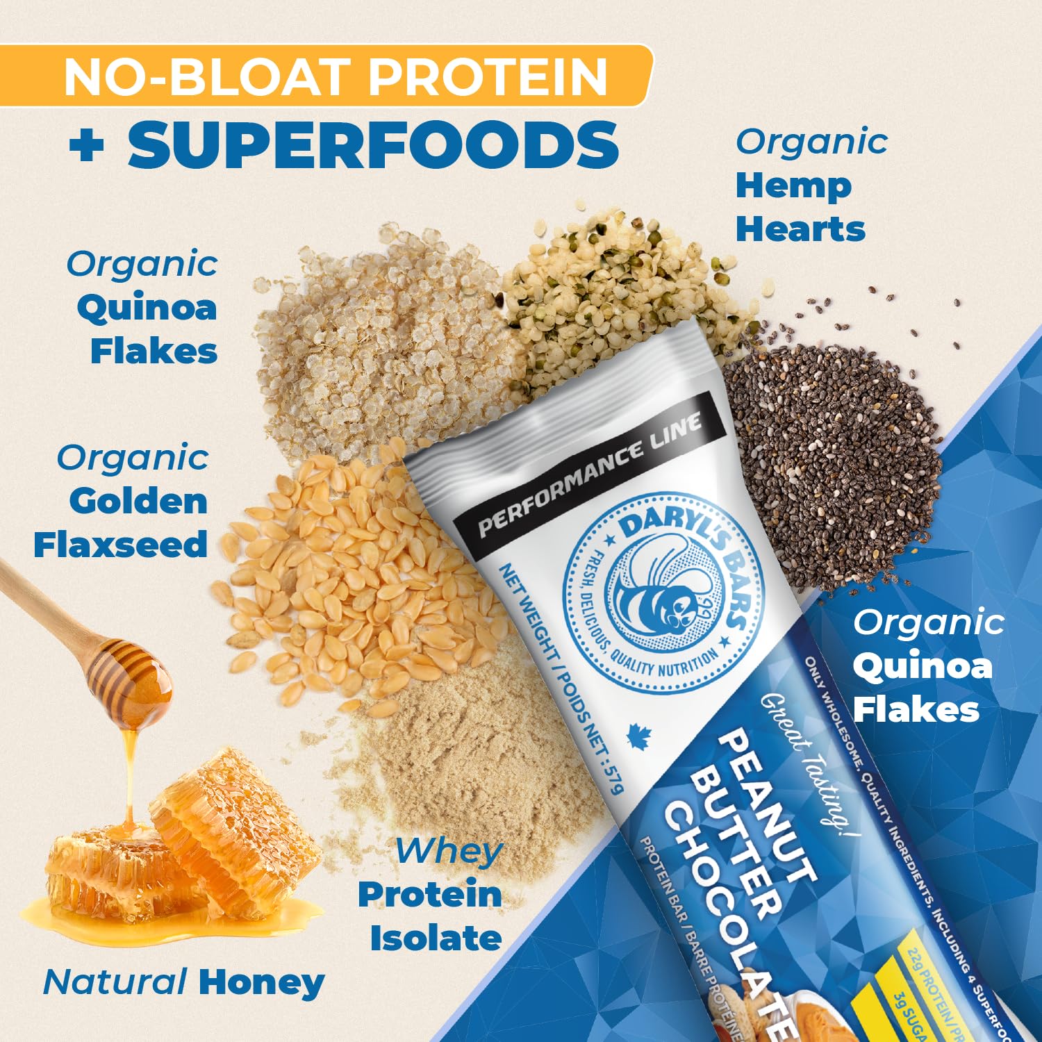 Daryl's Bars Peanut Butter Chocolate On the Go Snack On the Go Whey Protein Bars, Gluten Free, Protein Snack, Meal Replacement, Pack of 2
