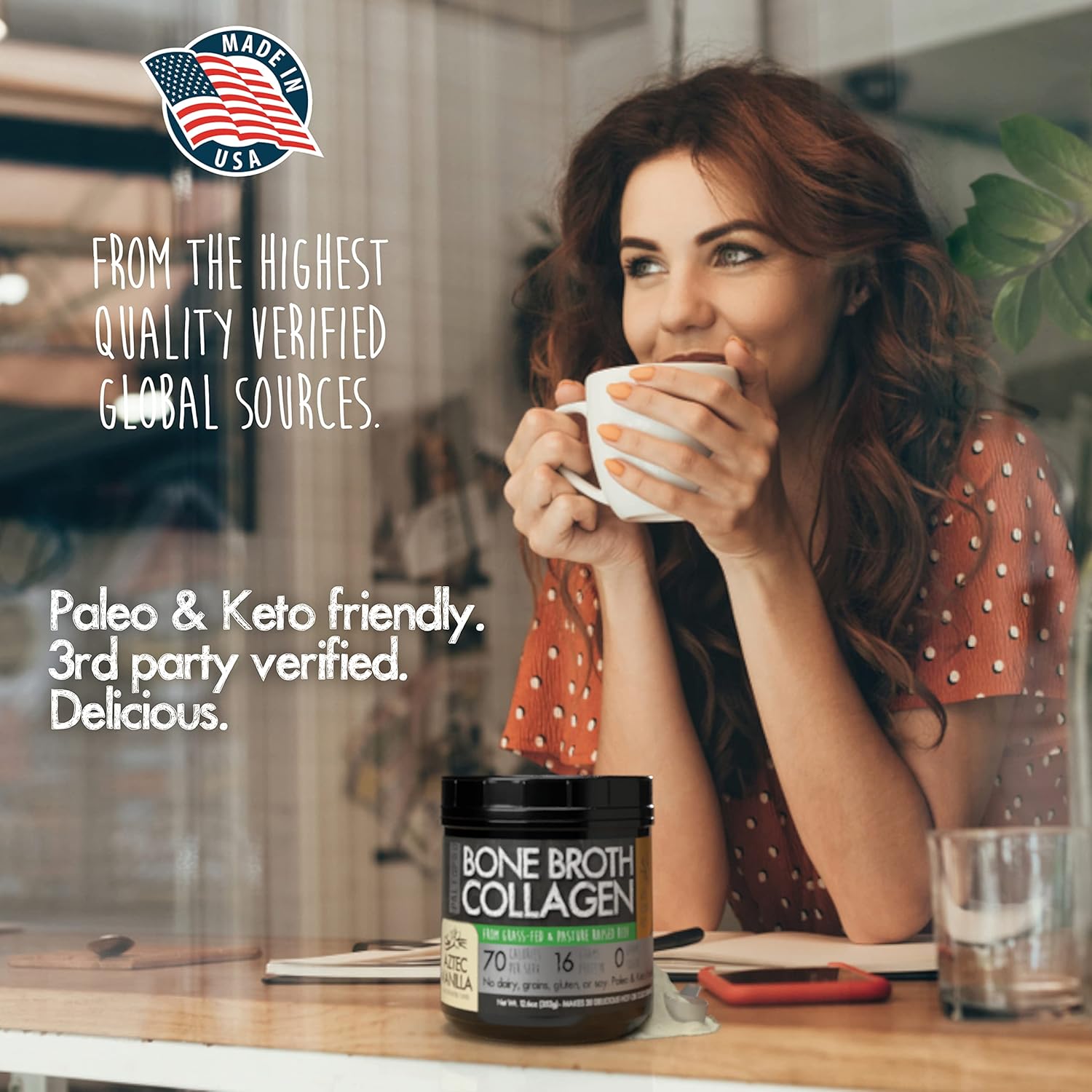 PaleoPro Bone Broth Collagen Protein Powder - Turmeric Root Grass-Fed Collagen Powder for Skin & Bones - Gluten Free, No Sugar, Soy, Grains, Net Carbs - Paleo Keto Friendly 20 Servings Ancient Vanilla